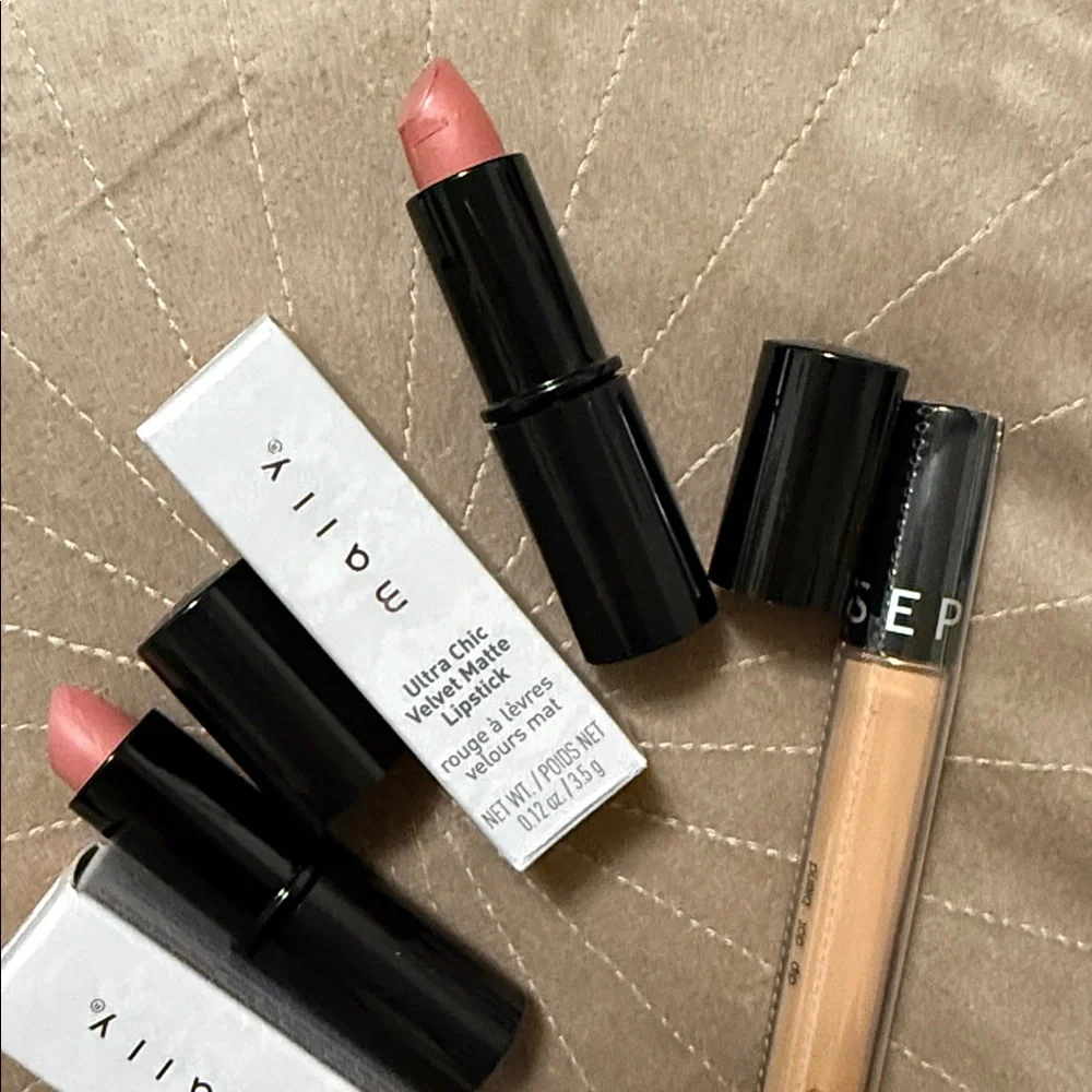 Sephora Bright Future Concealer& Mally Ultra Chic Velvet Matte Lipstick in Blush